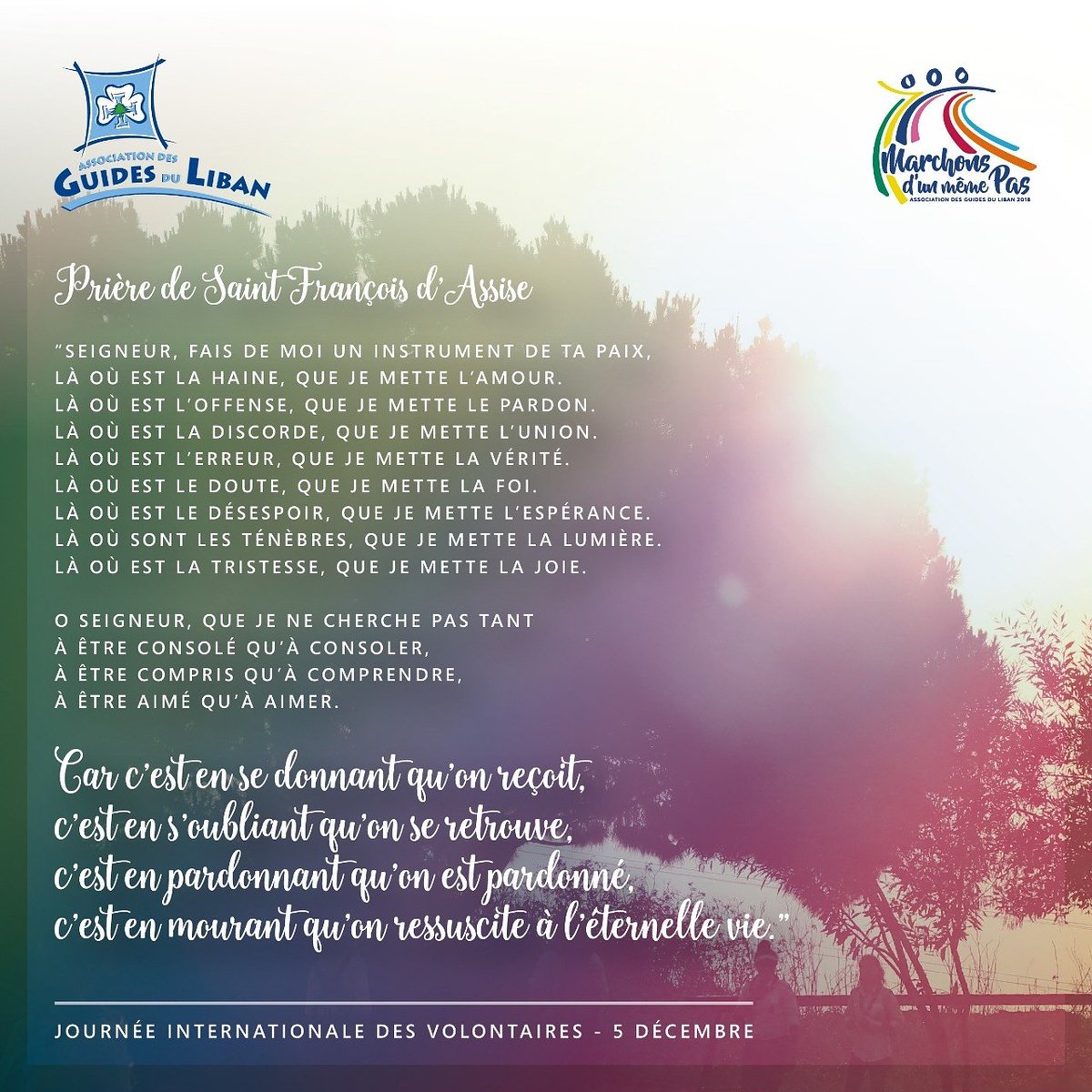 guidesduliban's tweet photo. #Journéeinternationaledesvolontaires  #AGDL2017 #marchonsdunmêmepas @wagggs_world @EuropeRegion @GDLSF https://t.co/K3HRCtTJ9m