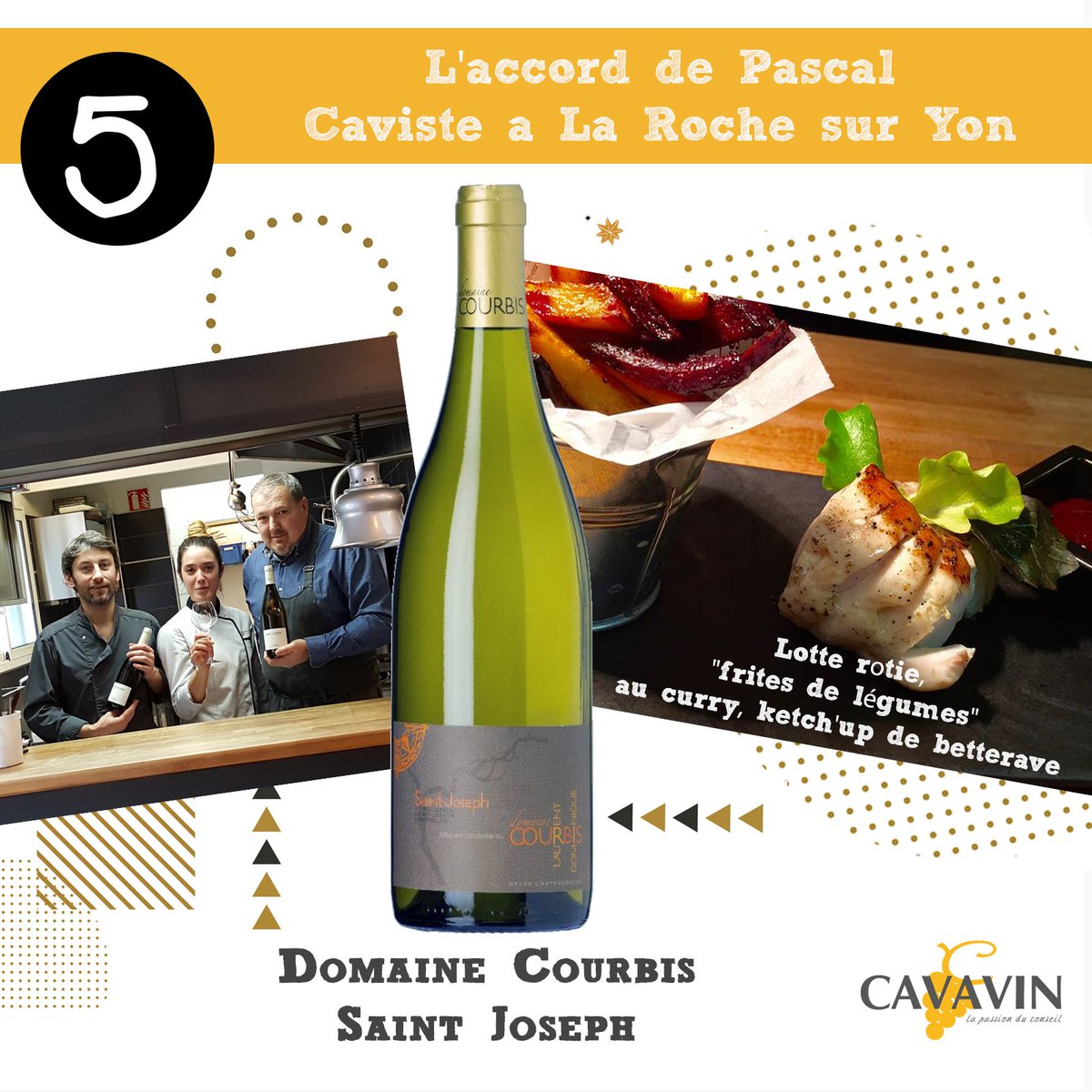 JOUR 5 de notre Calendrier de l'Avent,
Chaque année nous sommes heureux de retrouver notre caviste CAVAVIN de La Roche sur Yon, Pascal Chaudoy, dans les cuisines de son restaurant favori Le Sale Gosse pour nous concocter un accord met-vin original digne d'un réveillon de Noël!