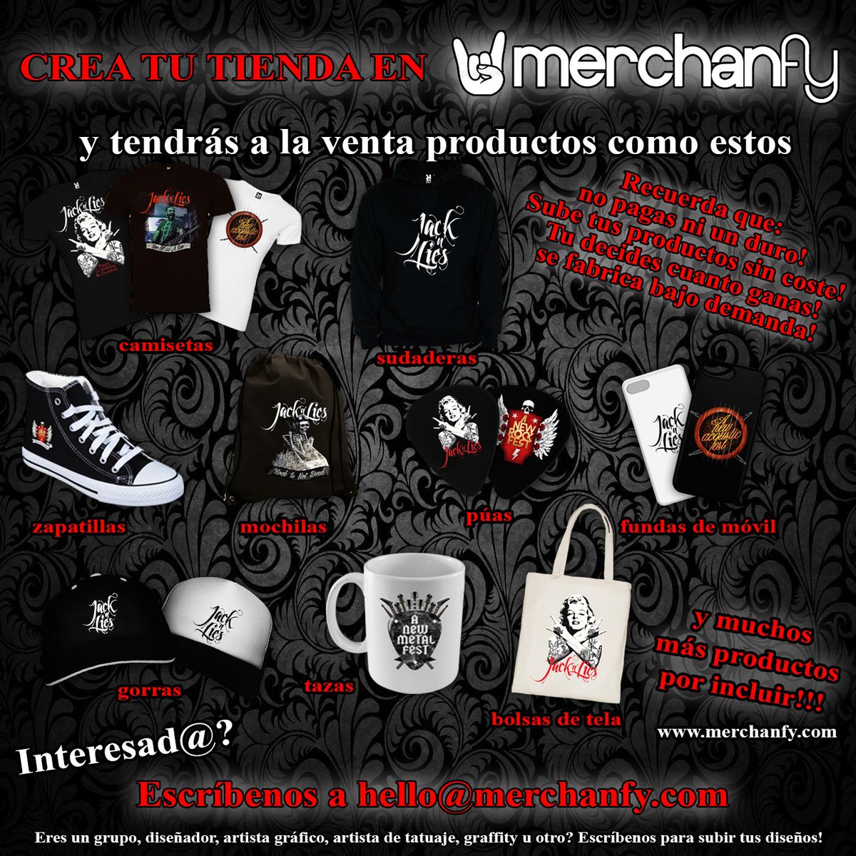 Si queréis poner productos a la venta sin que os cueste un duro, visitar <a href="/merchanfy/">Merchanfy.com</a> . Una web de venta de merchan online pensada por músicos para músicos. Si queréis más información pedirme por privado
