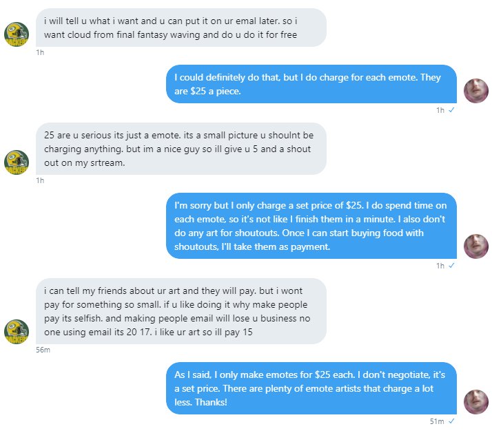 ShrapnelYeti's tweet photo. I think this guy really wants emotes https://t.co/cEc2FbyixJ