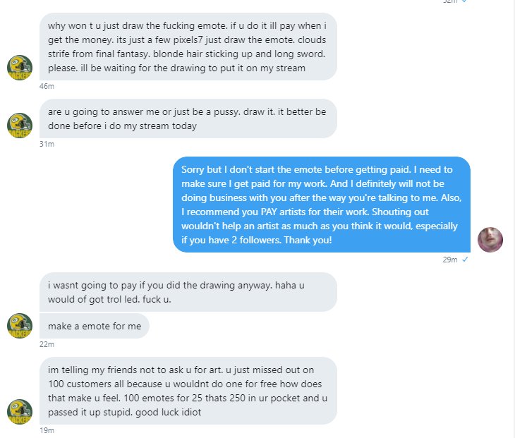 ShrapnelYeti's tweet photo. I think this guy really wants emotes https://t.co/cEc2FbyixJ