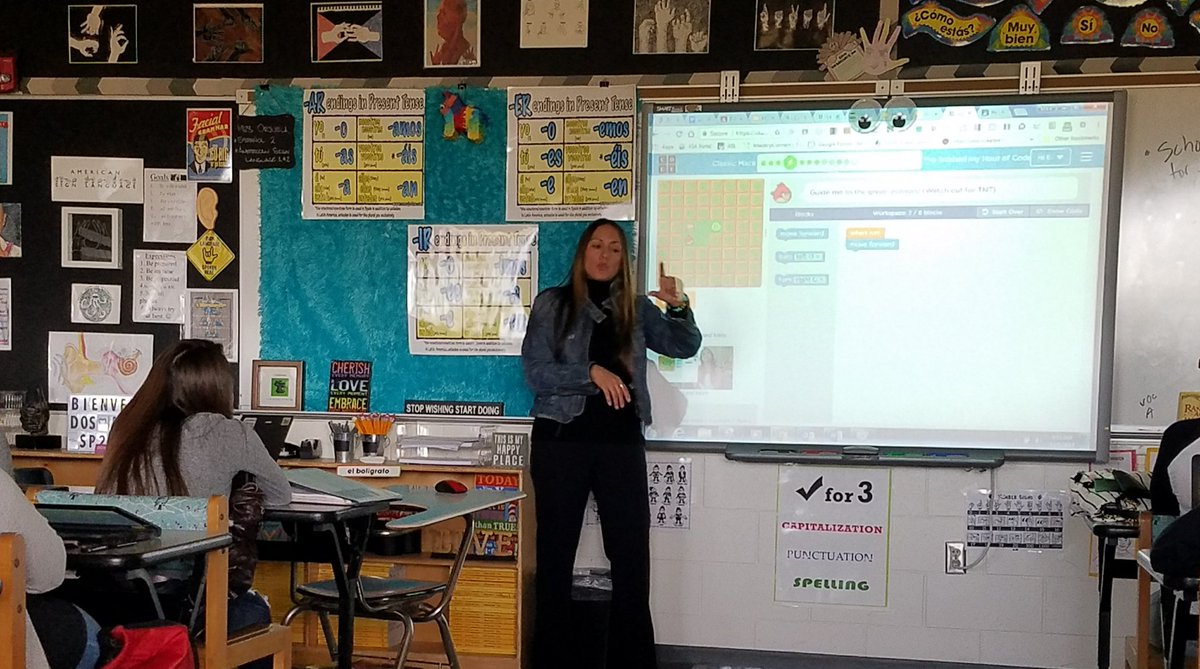 end4end99's tweet photo. @apartovi @hadip #hourofcode @LeeSchools I am not JUST a SPN2  Teacher, Sign Language Teacher, ESE Teacher. I am a female minority, a 1st generation HS &amp; college graduate, a coder, a lover of Technology kindaTEACHER! @NCWIT 
I taught my kiddos to CODE today! https://t.co/UEYWJNnTiE
