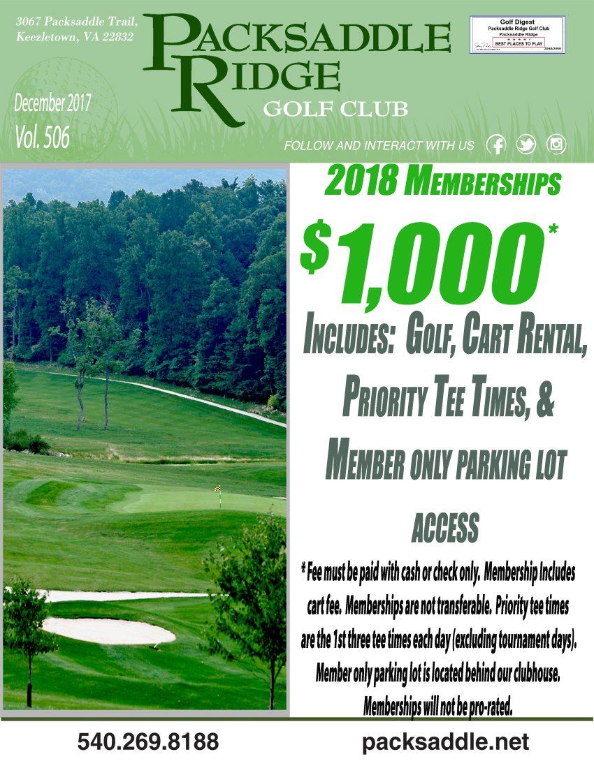 PacksaddleGolf's tweet photo. Packsaddle Ridge is closing for the WINTER today. We would like to thank everyone for a great season ! We will open for the 2018 season in MARCH. For tournament, event, or wedding reception questions, please call 540-269-8188. https://t.co/GKTbRAYjrq