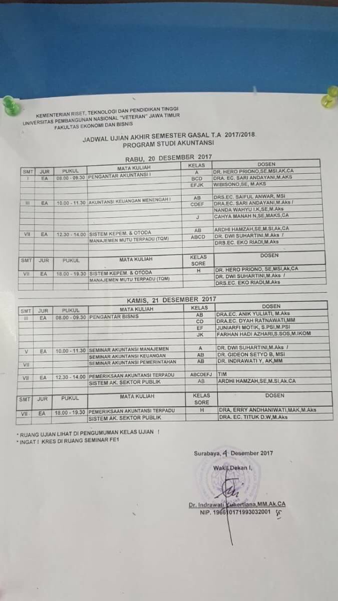 [INFO JADWAL UAS] Jadwal UAS Semester Gasal 2017/2018 sudah bisa dilihat ya, kawan Akuntansi!😉 #KabinetTelolet #HMAKSolid
