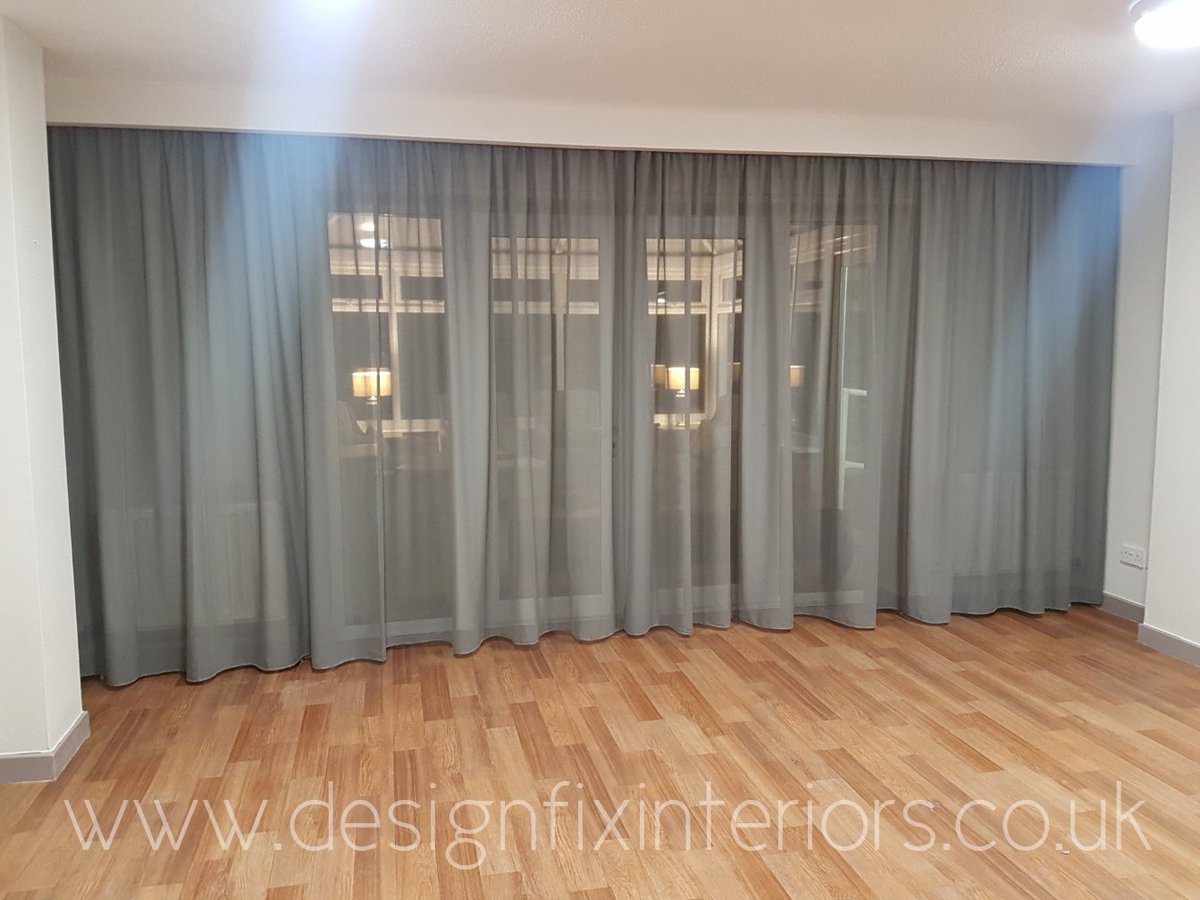 I'm rather in love with these textured voile full-length curtains we added in this <a href="/TheAbbeyfield/">The Abbeyfield</a>  project 😍 They soften the room nicely. New flooring, decor and artwork too.