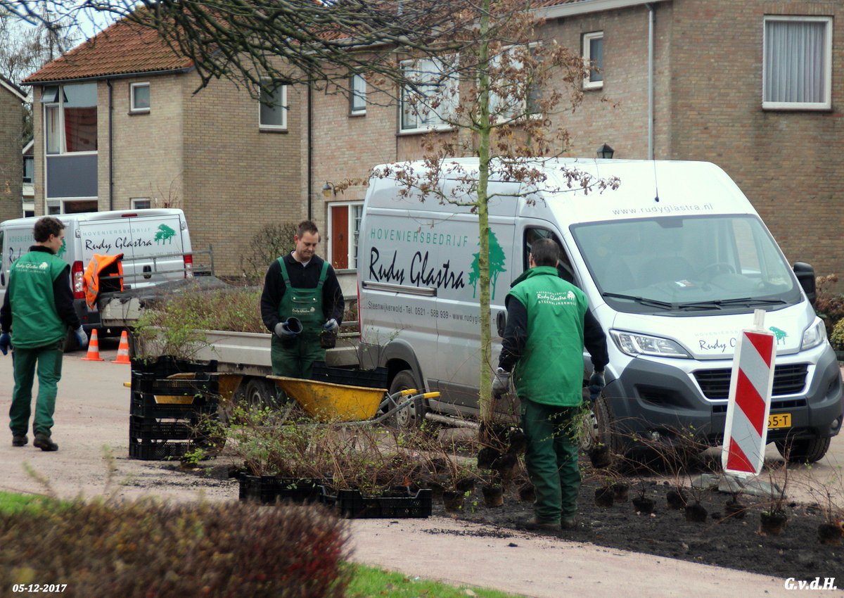 <a href="/rudyglastra/">Rudy Glastra</a> en medewerkers volop bezig met de beplanting aan de vernieuwde Oldemarktseweg