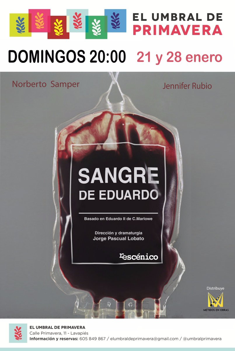En enero Sangre de Eduardo estará en @umbralprimavera .  Dos únicas funciones 21 y 28 de enero 20:00h. <a href="/Metidosenobras/">Metidos en Obras</a> ¡Reservad insensatos! elumbraldeprimavera.com/evento/4978/?i…