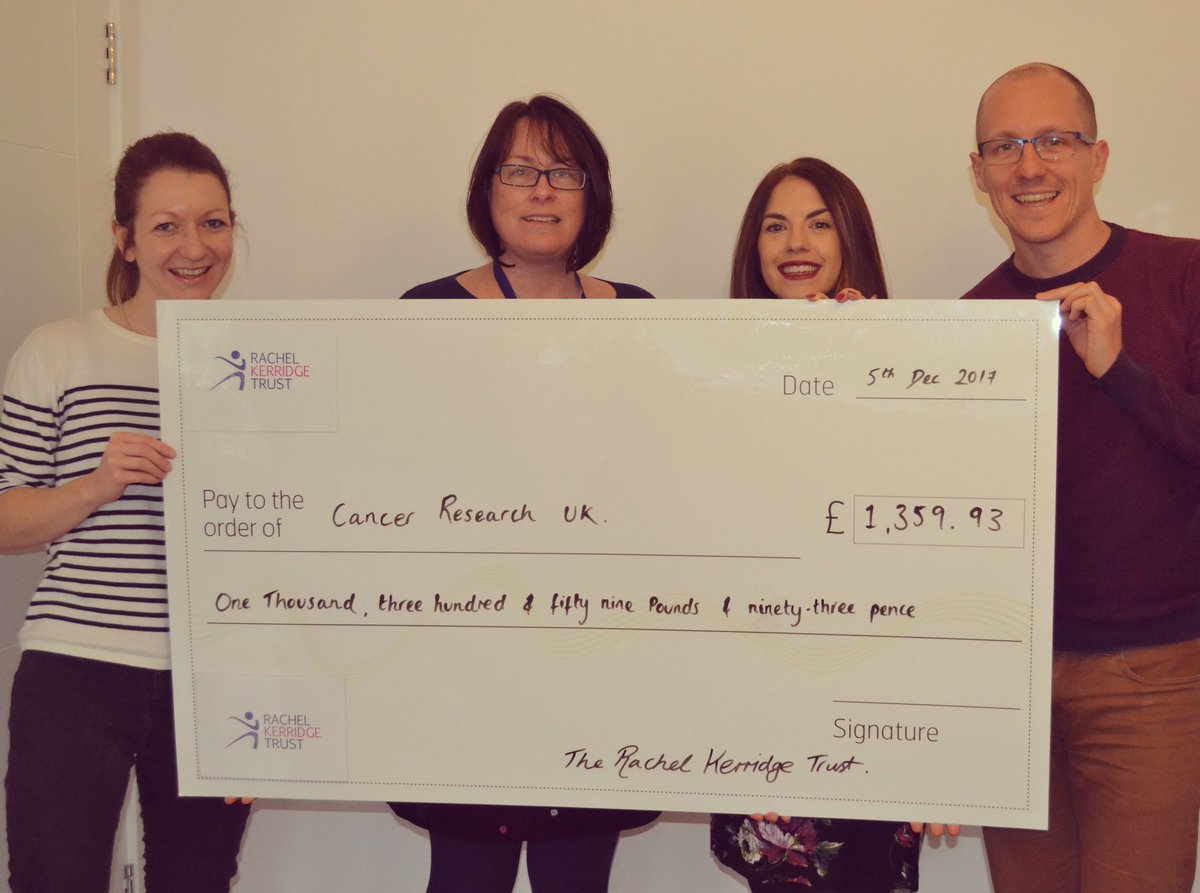 KerridgeTrust's tweet image. Today we made our yearly donation to @CR_UK of an incredible £1,359.93. Thank you to all of our fundraisers and supporters for helping us raise such a fantastic amount #rachelkerridgetrust