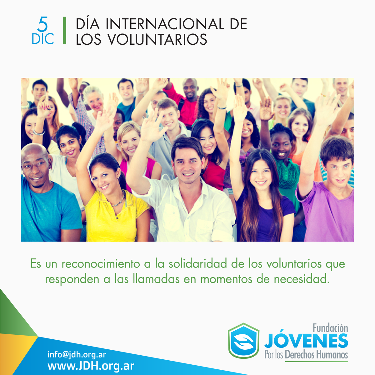 JOVENESDDHH's tweet photo. Día Internacional de los Voluntarios este año es un reconocimiento a la solidaridad de los voluntarios que responden a las llamadas en momentos de necesidad. #JovenesDDHH https://t.co/3TL92GOLBh