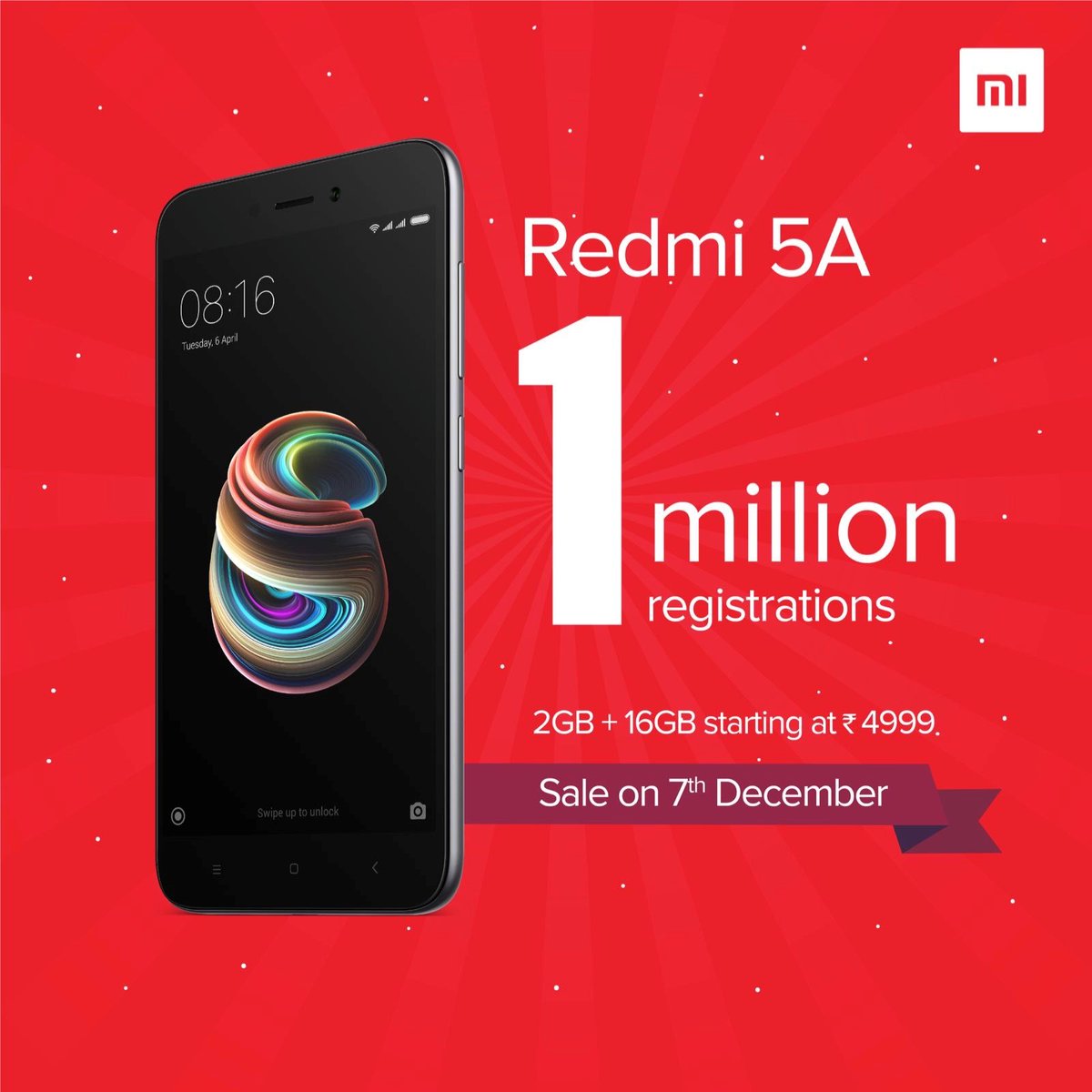 RedmiIndia's tweet image. 1 Million and counting! #DeshKaSmartphone has already made a mark before the very first sale - have you registered yet? RT if you've.