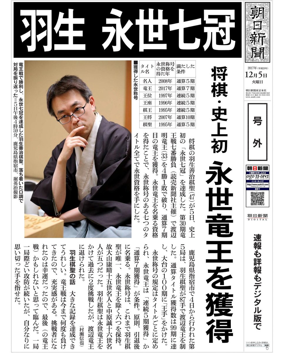【希少】【永世七冠】【直筆】羽生善治九段　色紙