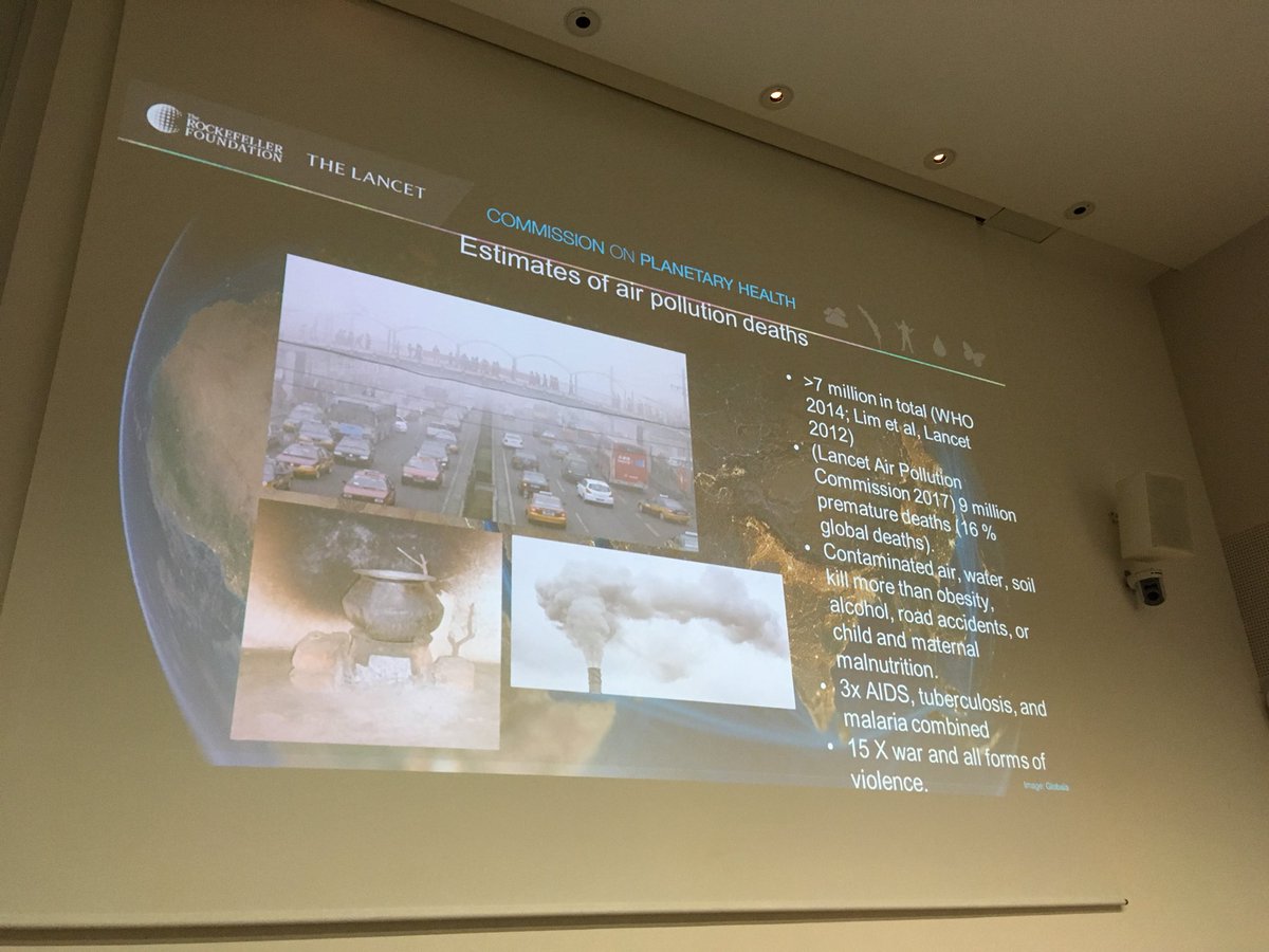Gemenne's tweet photo. Selina Lo from @TheLancet outlines the figures of mortality induced by environmental degradation. It’s staggering. Every year, pollution kills 3 x more people than AIDS, malaria and TB combined. #PolEarthconference https://t.co/tkzFb8HhIW