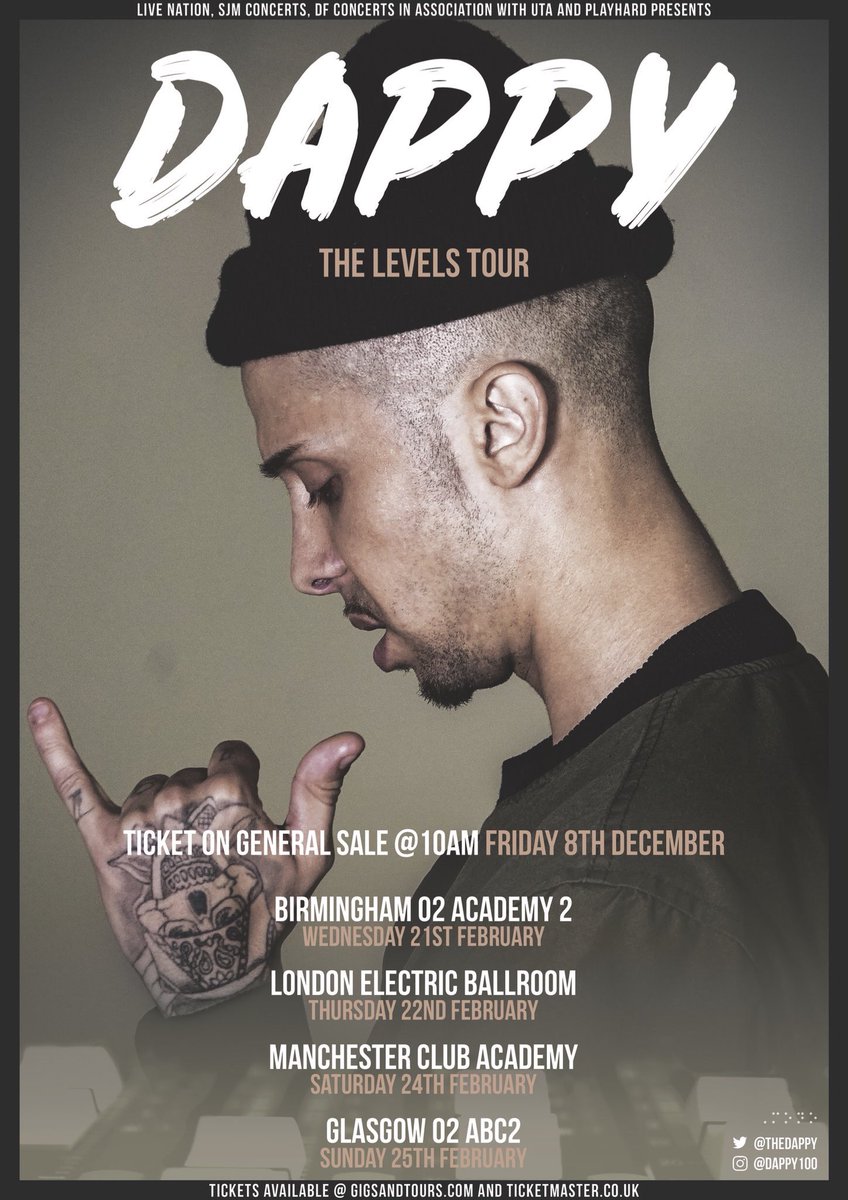 JayDukuBurton's tweet photo. Dappy - The Levels Tour | Tickets on sale this Friday! @TheDappy π€
Wednesday 21st February - @o2academybham
Thursday 22nd February - @EBallroomCamden
Saturday 24th February - @MancAcademy
Sunday 25th February - @O2ABC
#Dappy #DappyTour #DappyLevelsTour #LevelsTour https://t.co/EthbR5zv5D