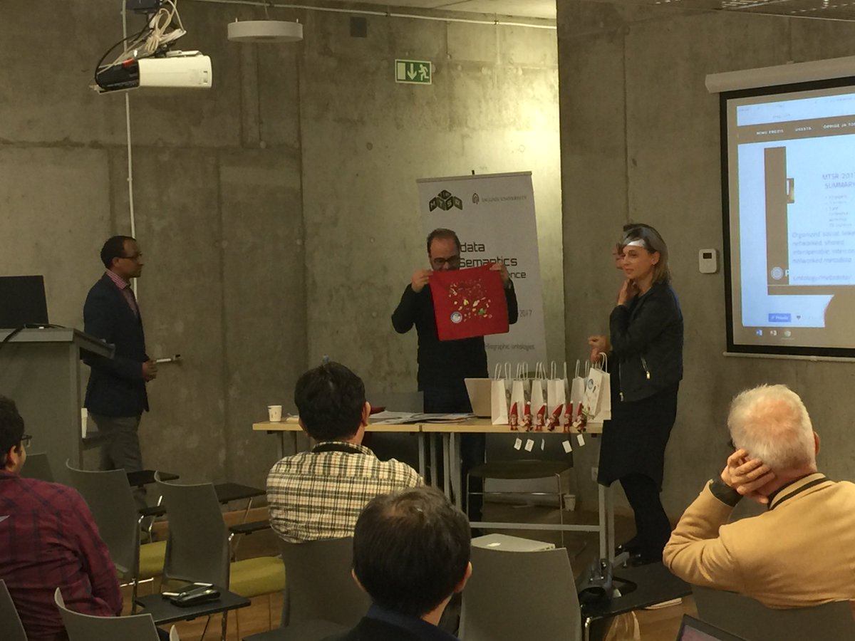 MTSR_group's tweet photo. "Semantic publishing of namespace content and trends in search engine optimization in Petőfi Literary Museum" by Anikó Mohay, Zsolt Bánki, and András Simon was voted as the Best Poster! #MTSR2017 #MTSR https://t.co/b4oeRdffIu