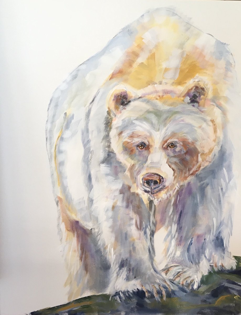 JoanneLibke's tweet photo. #artadventcalendar #yegArts #spiritbear #BCrainforest #megsbestgift 5th Day of Christmas, a golden glint of fur🌎🌲🌨🎄 https://t.co/GPn5IE1pTe