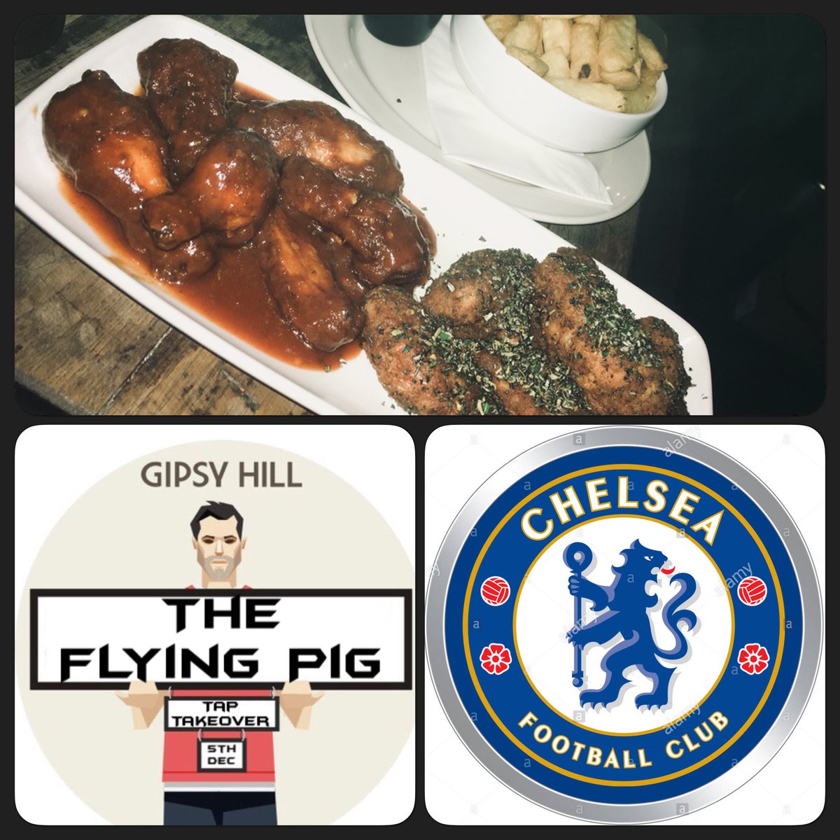 It’s all happening tonight!! 
Triple Tuesday: Wing Night, GIPSY HILL Tap Takeover &amp; Champions League Football on the BIG SCREEN! 

10% of gipsy keg beers all evening
5 wings for £2.50, 6 diff flavours
Chelsea Vs Athletico Madrid 19:45

Join us for a terrific Tuesday tonight!