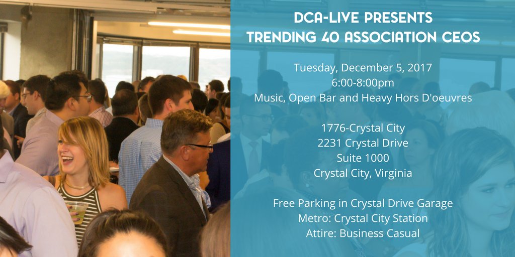 DCALive's tweet photo. Tonight's the night! Excited to join our host committee and 200+ movers & shakers from all across the #DC #business and #assocation landscape for what promises to be an incredible night honoring the 2017 #Trending40 Association CEOs https://t.co/WFc5odvDGj
#dctech #networking https://t.co/gzFfWJJqOD