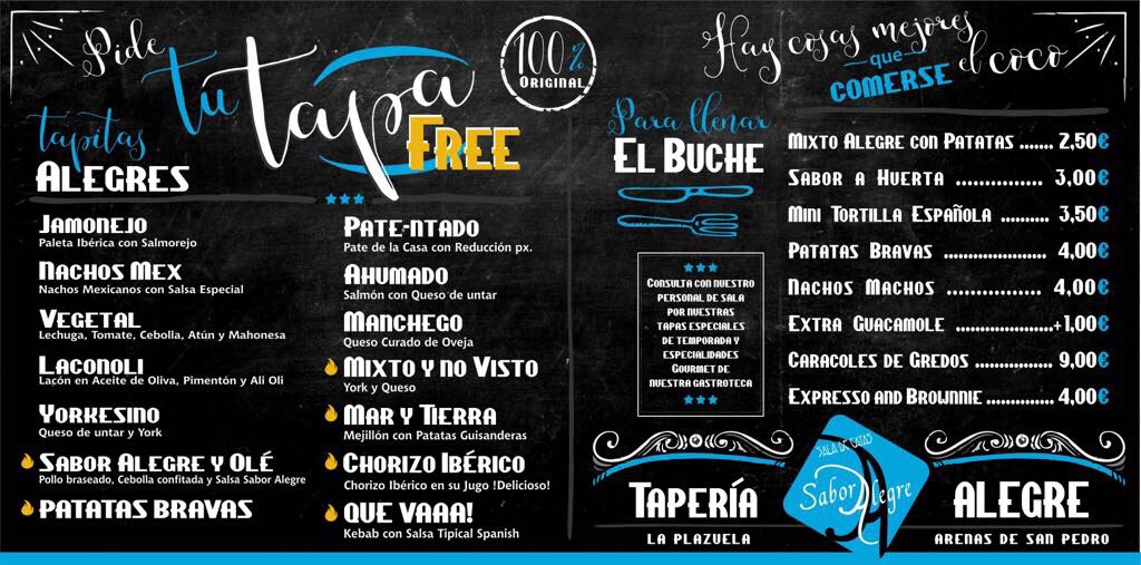 SalaDeCatas's tweet photo. TAPERIA alegre!! Aquí la tapa la eliges TÚ!!! #SaborAlegre Mañana arrancamosss!! 🎊🎊🍻🍻 https://t.co/TMy6DqPoDZ