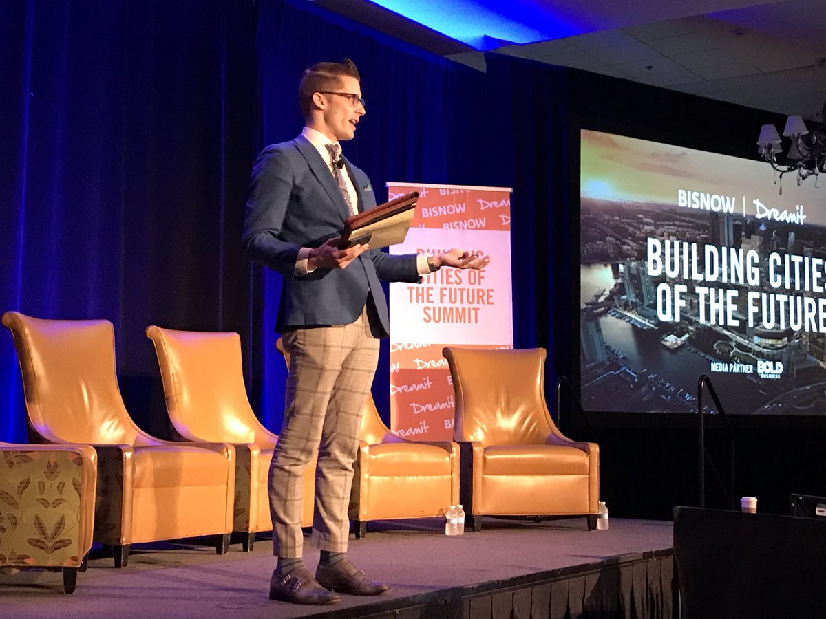 Bisnow's tweet image. Here we go! Miles Bloom and Steve Barsh kickoff the @Bisnow @dreamit #CRETechSummit