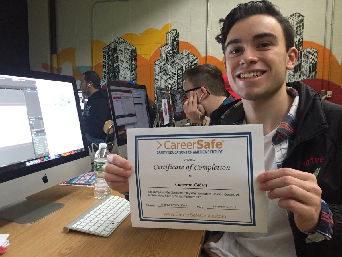 durfee_design's tweet photo. Senior Cameron Cabral just finished up his @CareerSafe certification. Ready to take on the workplace safely! #DurfeePride #DurfeeCTE https://t.co/VMGhXV2C7B