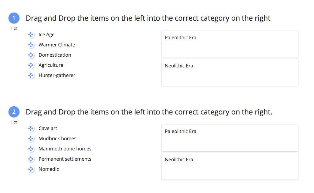 goformative's tweet photo. Have you tried our drag and drop feature yet? Our #formativeeducators like to use it to help students synthesize and categorize information- a strong representation of knowledge than T/F or MC. How do you use this feature ? #formative #community https://t.co/XiuDGWF202