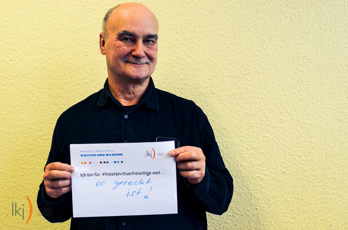 FWDKulturLSA's tweet photo. »Ich bin für #freiefahrtfuerfreiwillige, weil ...
... es gerecht ist.«
Also kostenfreie oder kostengünstige ÖPNV-Tickets für alle Freiwilligen* in Dt. im jeweiligen Bundesland.
@bmfsfj @deutschebahn #fsj #bfd #fsjkultur #fsjschule #bfdkulturundbildung #kulturfreientfalten https://t.co/OkRpOLCUet