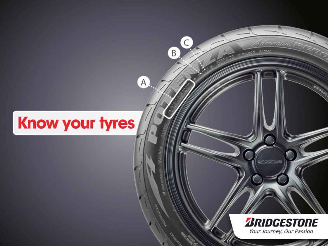 AlserkalBStone's tweet photo. Do you know what the letters on your tyre mean?
A = the tyre size
B = is the load index
C = is the speed index
هل تعرف ماذا تعني هذه الحروف علي إطارات سيارتك؟
A = مقاس الإطار
B = مؤشر الحمولة
C = مؤشر السرعة
#alserkalbridgestone #alserkalautomotive #firststo https://t.co/xcnAoS5pY4