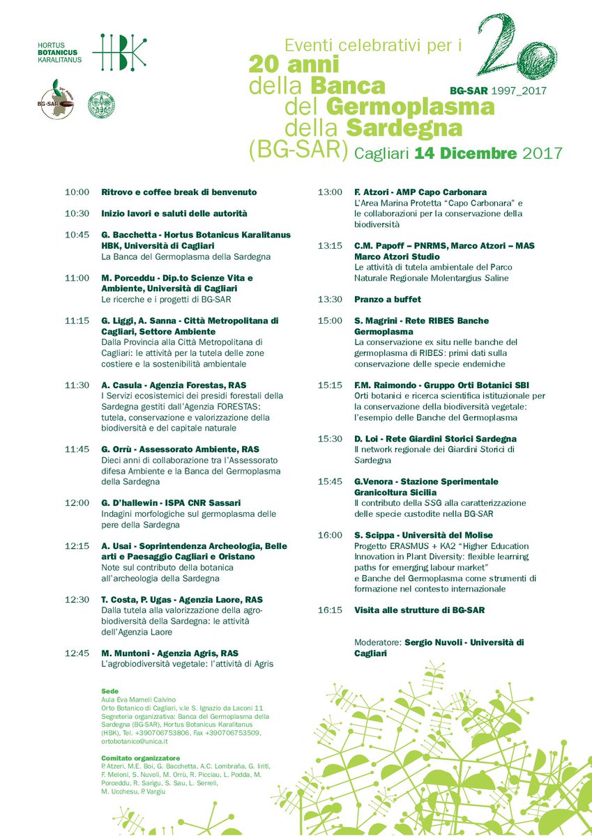 CaOrto's tweet photo. Festeggiamo la nostra banca! Tutti i dettagli degli eventi per i 20 anni della Banca del Germoplasma della Sardegna, in programma a Cagliari dal 14 al 17 dicembre. Vi aspettiamo! https://t.co/IWA5OUsXvk
