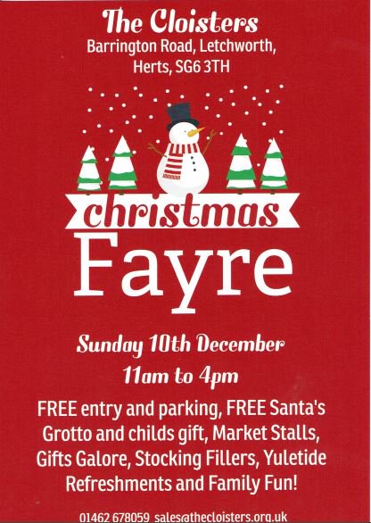 FuneralCloister's tweet photo. Free Christmas Fayre this Sunday #letchworth https://t.co/RYFpElF8gh