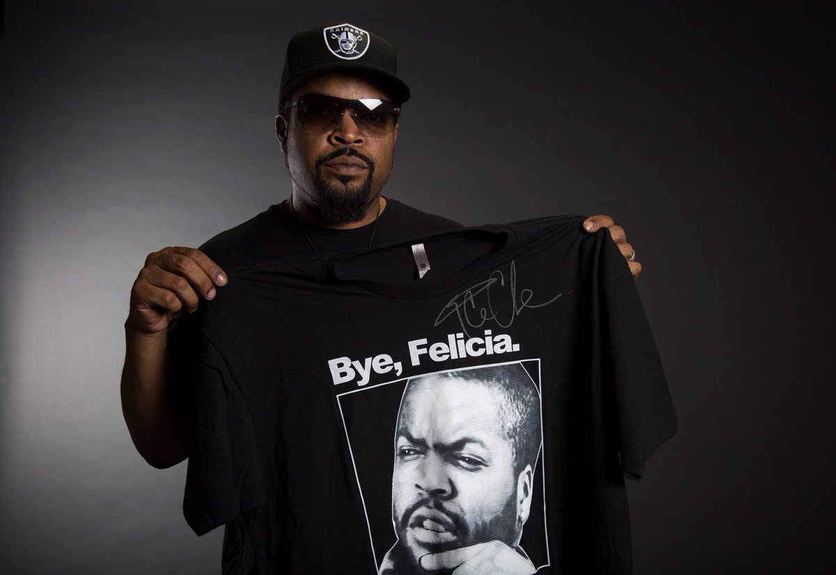 icecube's tweet photo. Purchase the Bye Felicia tee and be entered to win an autographed version from me. Two lucky fans will be selected: https://t.co/cdbBEd82YU https://t.co/yVaTY6zpmB