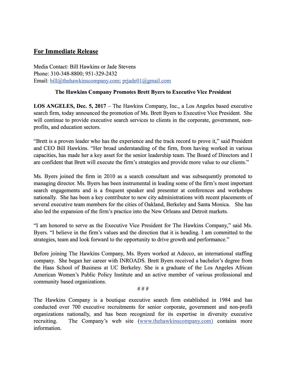 TheHawkinsCo's tweet image. bit.ly/2ATbvDS #PressRelease The #HawkinsCompany Promotes Brett Byers to Executive Vice President
“Brett is a proven leader who has the experience and the track record to prove it,” said President and CEO Bill Hawkins. @bsbyers @wdhawk2