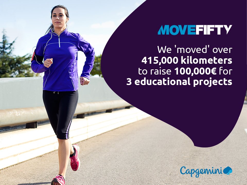 CapgeminiIndia's tweet photo. Capgemini employees around the globe moved a total of over 415,000 kilometers β enough not only to reach the moon, but complete almost 3 moonwalks around it as well! Read more about it here- https://t.co/qVOR9Hlh8n #Movefifty #LifeAtCapgemini https://t.co/xcrd5MGsZU