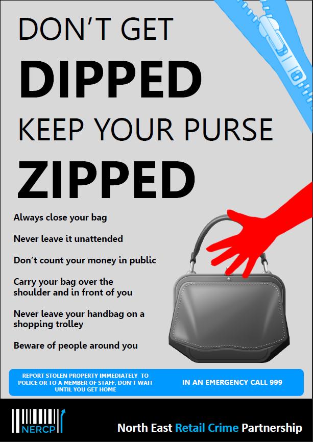 Remember through the Christmas season shopping centres and high streets will be very busy so make sure to keep all your personal belongings safe and in your sight at all times #zippednotdipped #CrimePrevention