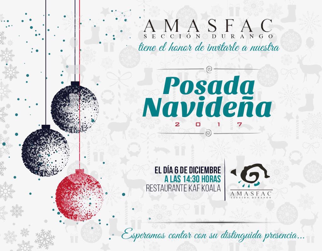 #Eventos| Posada Navideña <a href="/AmasfacDurango/">AMASFAC DURANGO</a> 📆 6 DIC.