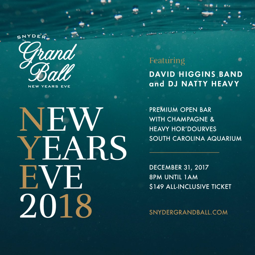 my98rock's tweet image. Kick off 2018 the right way at the Snyder Grand Ball at the @SCaquarium! Tickets are limited, so get yours today! buff.ly/2AUzUZL @SnyderEvents  #NewYearsEve #chsevents