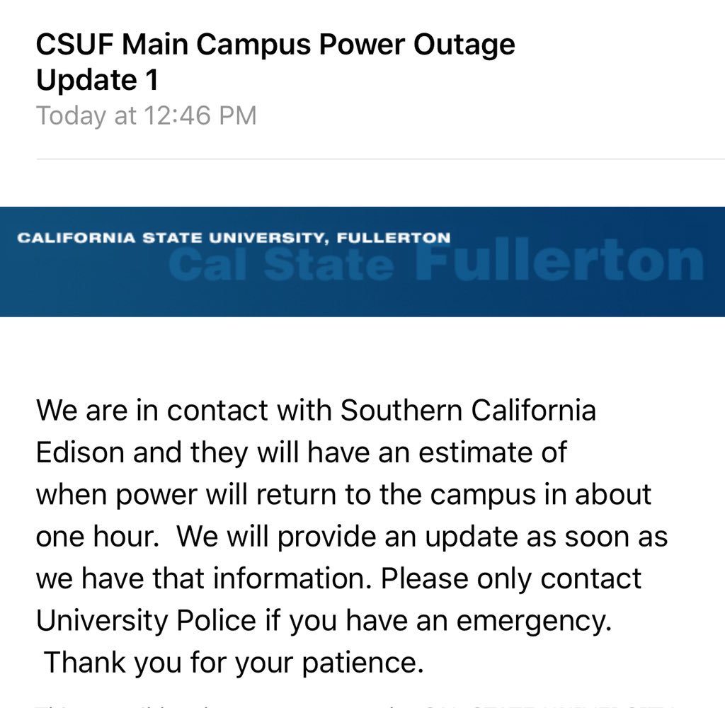 Cal State Fullerton on Twitter: "UPDATE: 12:48pm…