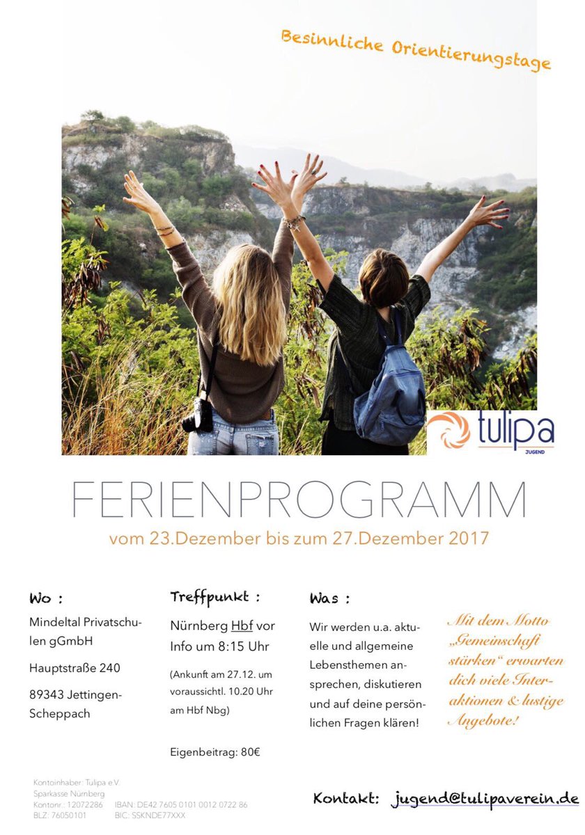 Tulipa_eV's tweet photo. Unsere Jugendplattform veranstaltet vom 23.Dezember bis zum 27. Dezember 2017 einen Ferienprogramm.                                            Mach mit und stärke die Gemeinschaft !                                                @TulipaJugend https://t.co/wTVfhJ6HcJ