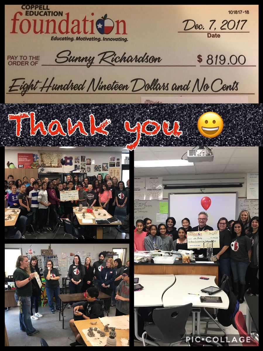 Thank you <a href="/coppellisdef/">Coppell ISD Education Foundation</a> for your exciting PRIZE PATROL visit! @SunnyJune77 <a href="/ArtWithSchaefer/">Catherine Schaefer</a> <a href="/ManleyScience/">Jim M Manley</a> #CISDOurStory #westisbest #westieslearn