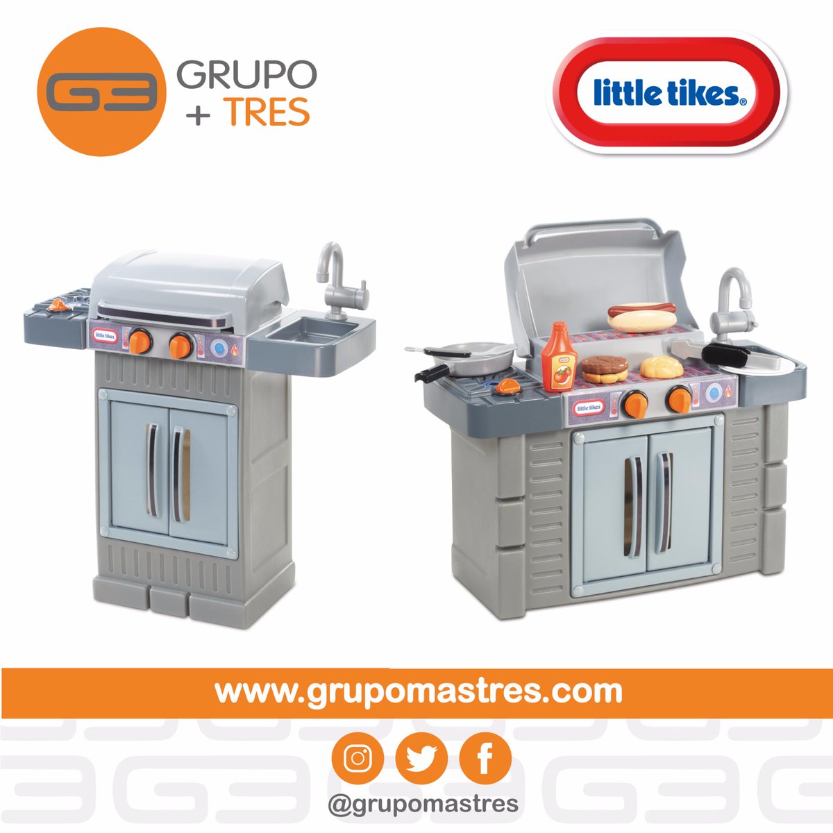 grupomastres's tweet photo. Tendrás un mini chef inspirador con esta parrilla de juego para niños realista que crece con tu hijo. Su tamaño es adaptable compacta o abierta segun la altura de su mini chef, incluso se parece a una parrilla de gas real completa con parrilla dual, tapa y quemadores laterales. https://t.co/MxgzAuduhV
