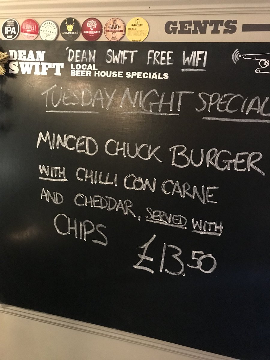 DeanSwiftSe1's tweet photo. We’ve a fresh evening special on for you tonight to soak up the beers during the #ChampionsLeague #CHEATL downstairs & #MNUCSK upstairs both at 7:45pm As You Were https://t.co/Tole886bVI