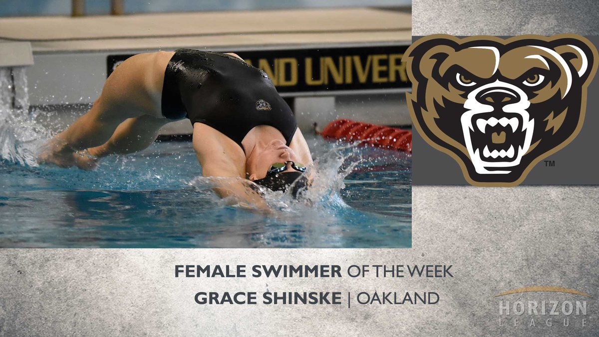 HorizonLeague's tweet photo. @Oaklandswimming sweeps this week's #HLSWIM and Dive weekly honors! Click here for more on their performances: https://t.co/rHj61mlXxU https://t.co/KztA8QFDtr
