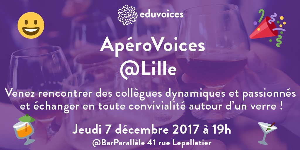 eduvoices's tweet photo. Avis aux chtis 📣 Que vous soyez enseignants, entrepreneurs EdTech ou passionnés d'éducation, rejoignez-nous jeudi pour échanger sur l'#education de demain et passer un agréable moment autour d'un verre 🍻 Partage, inspiration, sourires et franches rigolades garantis 😃 https://t.co/0WQmLblhV2