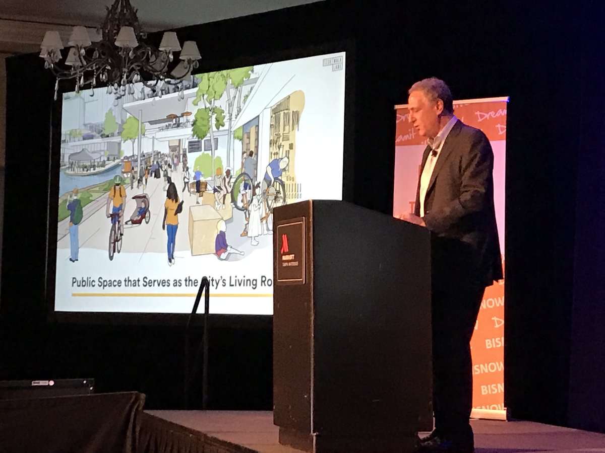 Bisnow's tweet image. Guiding premise for #SidewalkToronto: &quot;The neighborhoods of today can look a lot like the cities of yesterday&quot;
#CRETechSummit