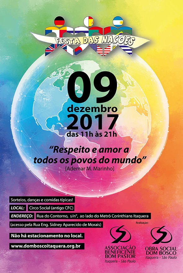 obradombosco's tweet photo. Festa das Nações 2017
09 de dezembro de 2017 - das 11h às 21h.
Local: Circo Social
#osdb #itaquera #salesianos #circosocial
Ta chegando o dia!! https://t.co/ZEvcN9M3Pr