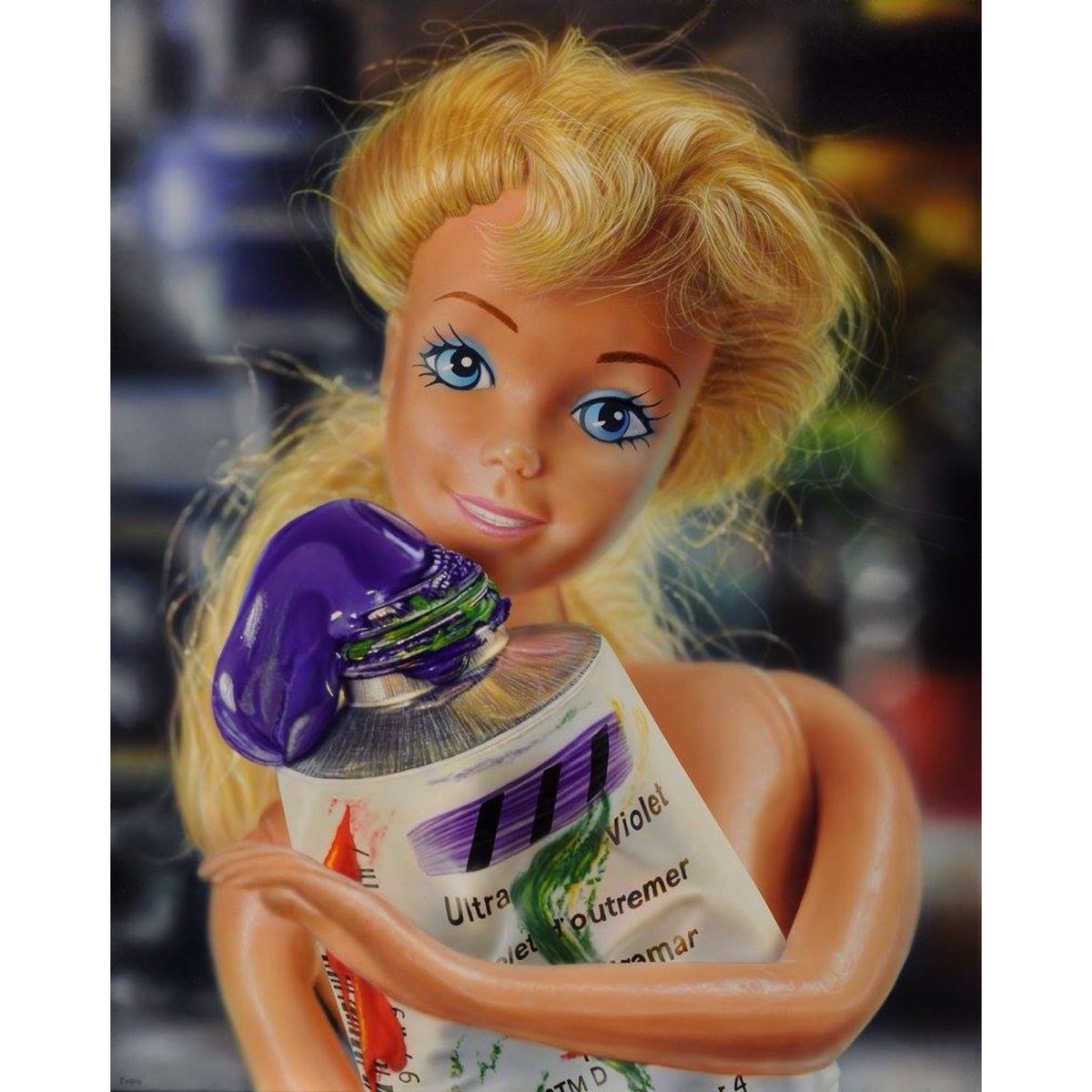 Ultra-Violet Barbie by Philly painter Bruce Evans being exhibited at Scope Miami Beach @anthonybrunellifinearts #OpeningDay #hyperrealism #iconicdoll #SouthBeach #exhibition continues through Sunday December 10th.