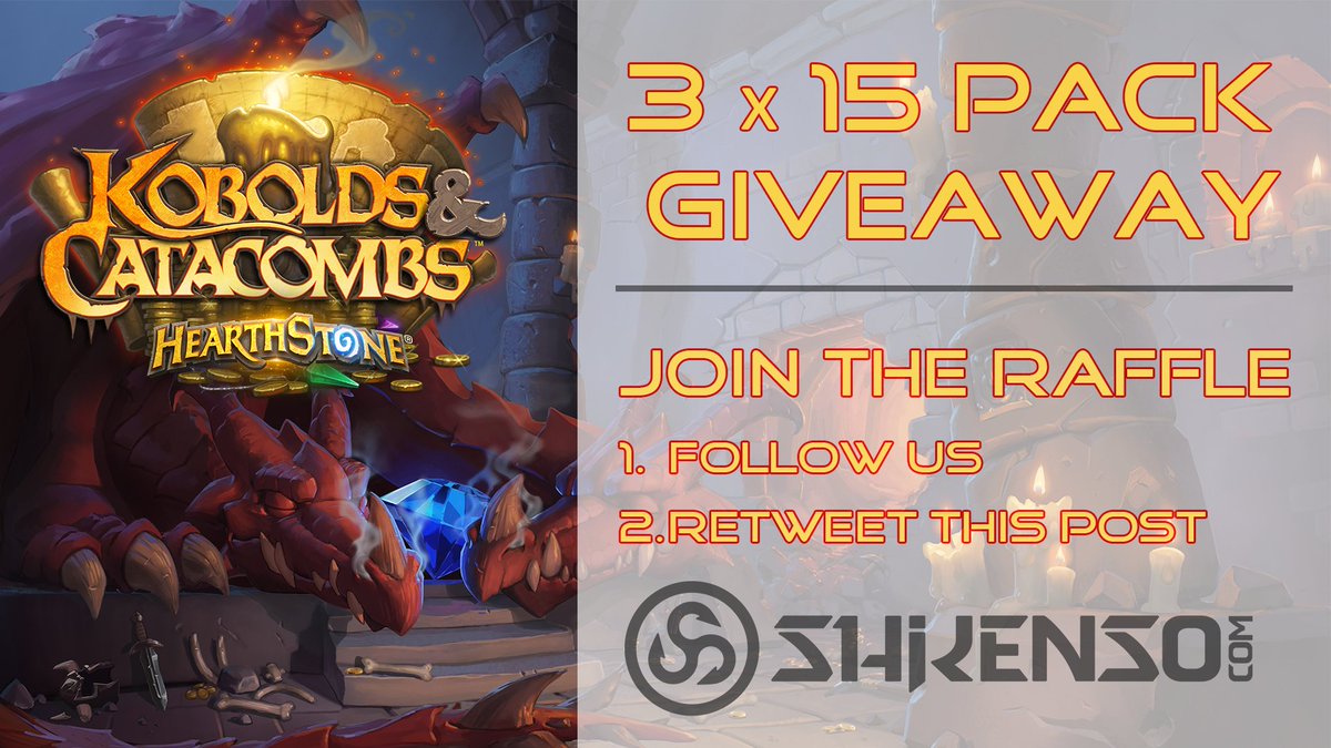 ShikensoMedia's tweet image. Win 15 #Hearthstone Packs #ShikensoRaffle #KoboldsAndCatacombs 
1. Follow @shikensoMedia
2. Retweet this post

The 3 lucky winners will be announced via Twitter on Dec 10, 7 PM CET

Good luck! : )

#kobolds #ShikensoRaffle #HS #Blizzard #battlenet
