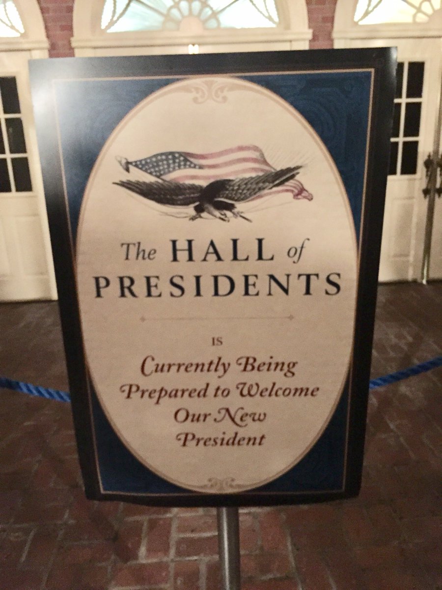 bugsypoopypants's tweet photo. Dang it, #HallofPredidents is closed at @WaltDisneyWorld . They are getting ready for President @realDonaldTrump . One guy said @VP Mike Pence could add to the refurbishment downtime if needed. #heknowssomething ? https://t.co/fYWAbAeCM4