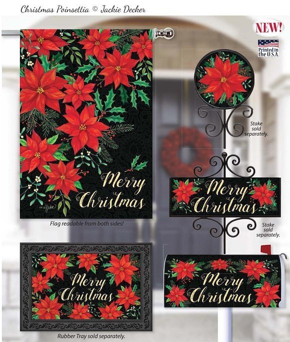 Decorate your outdoor spaces for the holidays with the new Christmas Poinsettia collection from @customdecorflagandgarden and <a href="/jackie/">Jackie Adkins</a>.decker.studio!

#christmasdecor #artlicensing #gardenflags #jackiedecker #customdecor #paintedplanet ift.tt/2kmsZ54