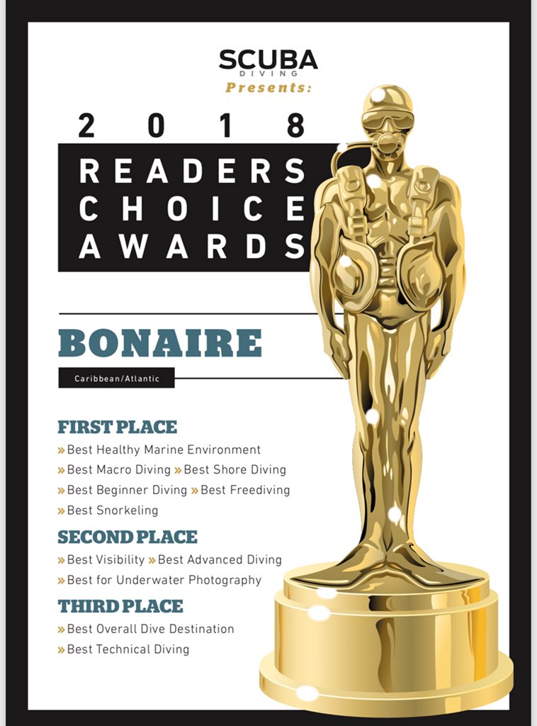 Just another reason to visit #Bonaire. We took home 11 Awards in the scuba diving field, not to mention #1 for best snorkeling! 🐬🐟🐙🦀 #traveltuesday