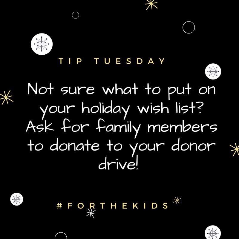 WheelockDM's tweet photo. Happy #TipTuesday everyone!!! This week's tip is to add donating to your donor drive link to your holiday wish list for friends and family!!! #WheelockDM #SpreadTheFlame2017 #FuelTheFlame2017 #FTK https://t.co/SN1bbfuBQ9